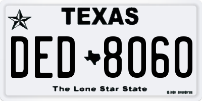 TX license plate DED8060