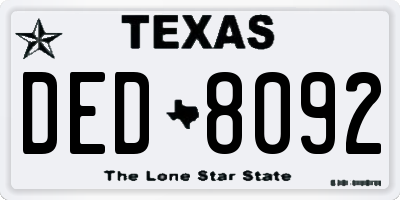 TX license plate DED8092