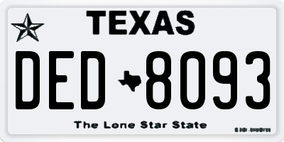 TX license plate DED8093