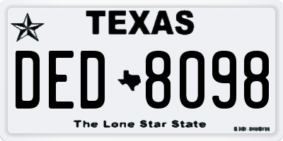 TX license plate DED8098