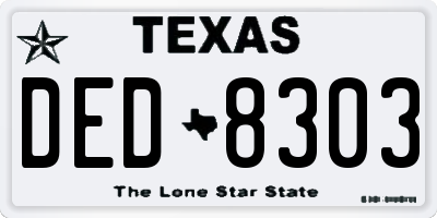 TX license plate DED8303