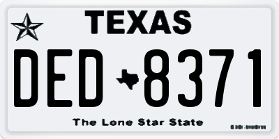 TX license plate DED8371