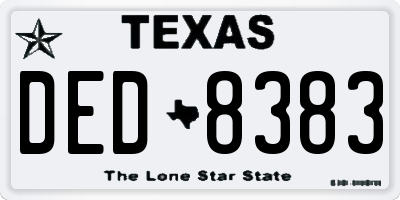 TX license plate DED8383
