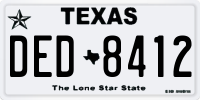 TX license plate DED8412