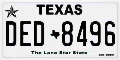 TX license plate DED8496