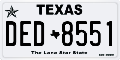 TX license plate DED8551