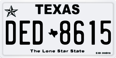 TX license plate DED8615