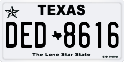 TX license plate DED8616