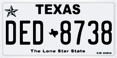 TX license plate DED8738