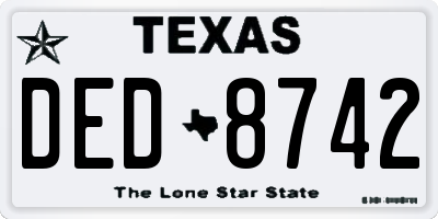 TX license plate DED8742