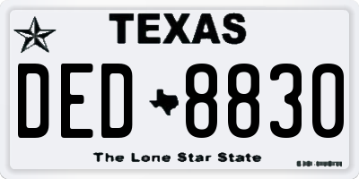 TX license plate DED8830