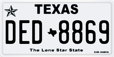 TX license plate DED8869
