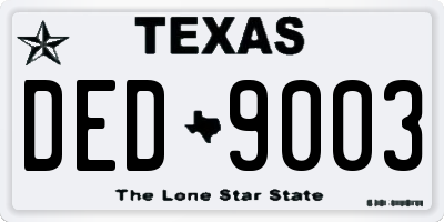 TX license plate DED9003