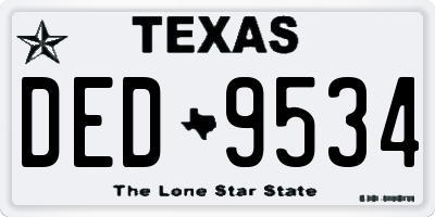 TX license plate DED9534