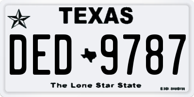 TX license plate DED9787