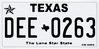 TX license plate DEE0263
