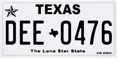 TX license plate DEE0476