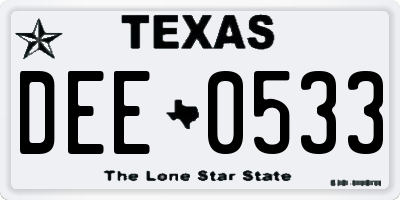 TX license plate DEE0533