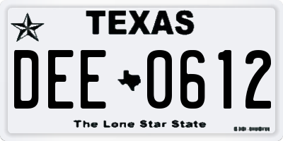 TX license plate DEE0612