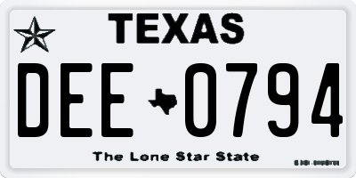 TX license plate DEE0794