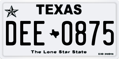 TX license plate DEE0875