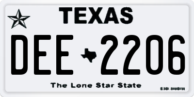 TX license plate DEE2206