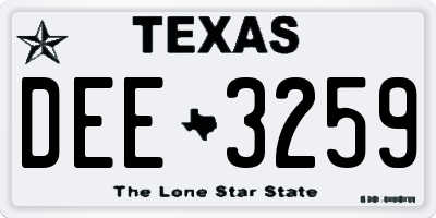 TX license plate DEE3259