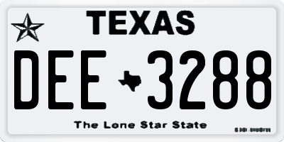 TX license plate DEE3288