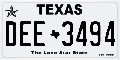 TX license plate DEE3494