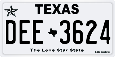 TX license plate DEE3624