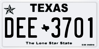 TX license plate DEE3701