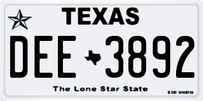 TX license plate DEE3892