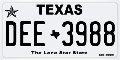 TX license plate DEE3988