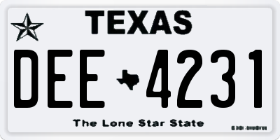 TX license plate DEE4231
