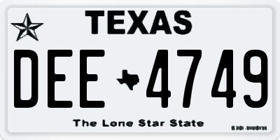 TX license plate DEE4749