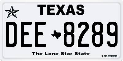 TX license plate DEE8289