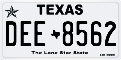 TX license plate DEE8562