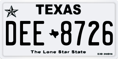 TX license plate DEE8726
