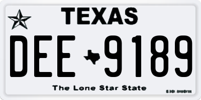TX license plate DEE9189