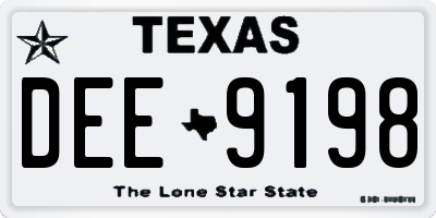 TX license plate DEE9198
