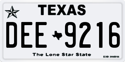 TX license plate DEE9216