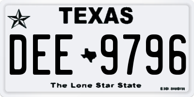 TX license plate DEE9796