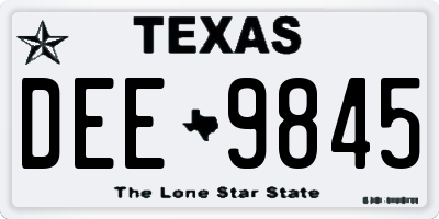 TX license plate DEE9845