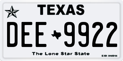 TX license plate DEE9922