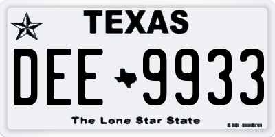 TX license plate DEE9933