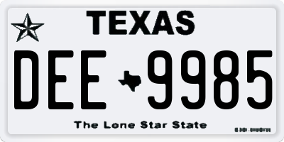 TX license plate DEE9985