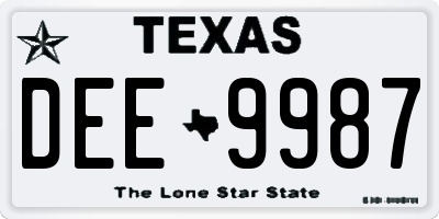 TX license plate DEE9987