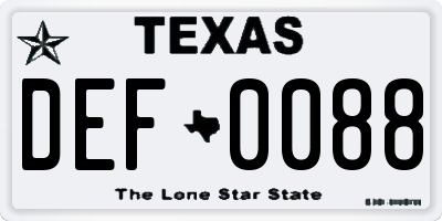 TX license plate DEF0088