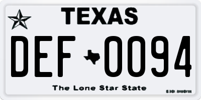 TX license plate DEF0094