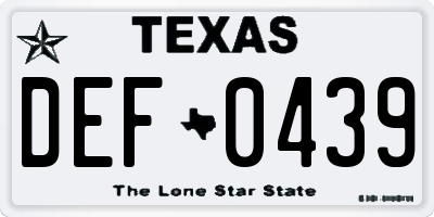 TX license plate DEF0439